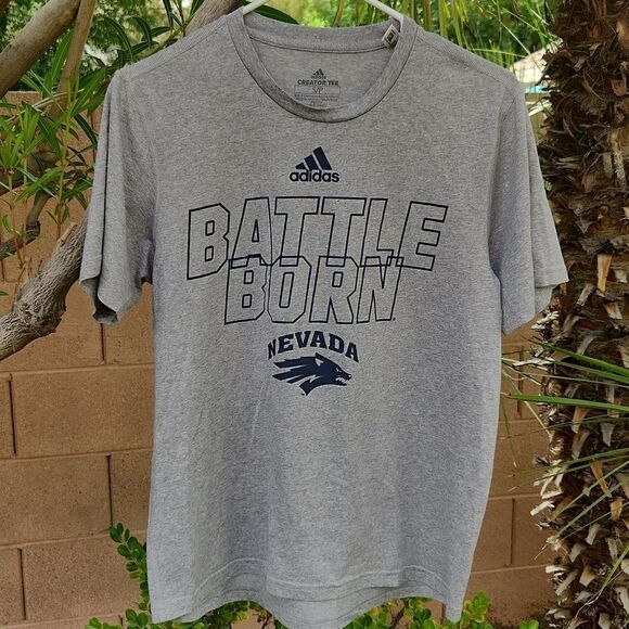 5/$15 Adidas Creator Tee gray "Battle Born Nevada" t-shirt womens S/P - Picture 1 of 8